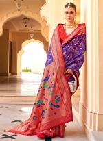 Pv Silk Purple Festival Wear Printed Saree